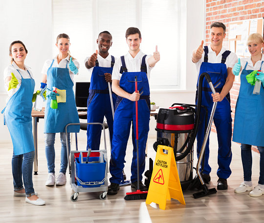 group of happy workers